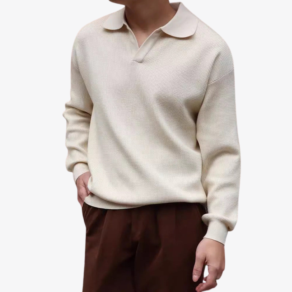 Pull col polo en maille texturée pour homme