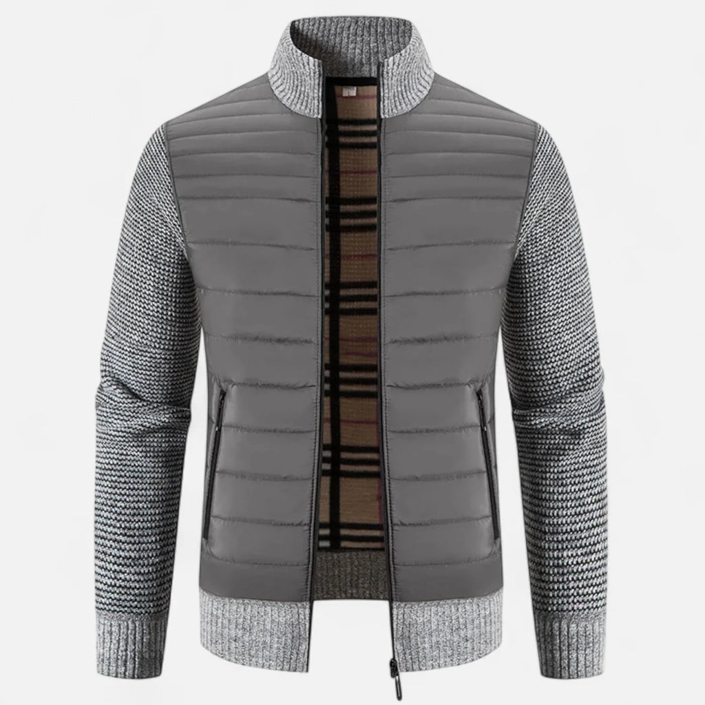 Veste bimatière pour homme à col montant